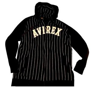 Avirex Streetwear Embroidered Spellout Hoodie with Eagle Zipper Pull - Size XXL